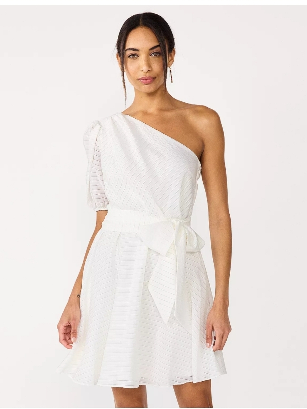 NWT Nine West One-Shoulder White Tie-Waist Dress_XXL